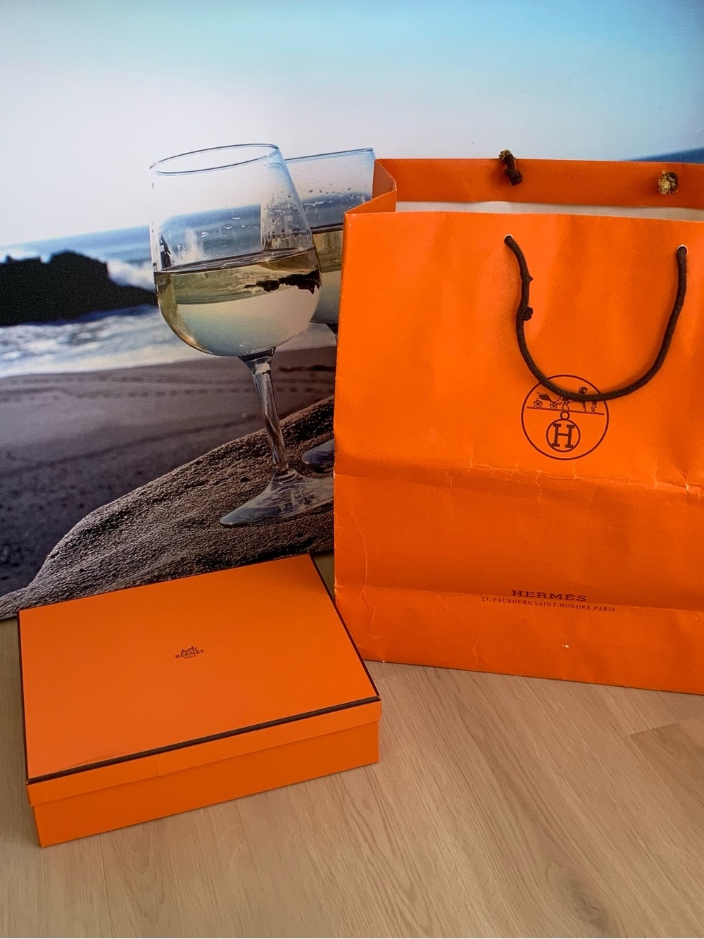 Hermes Orange Box and Shopping Bag
